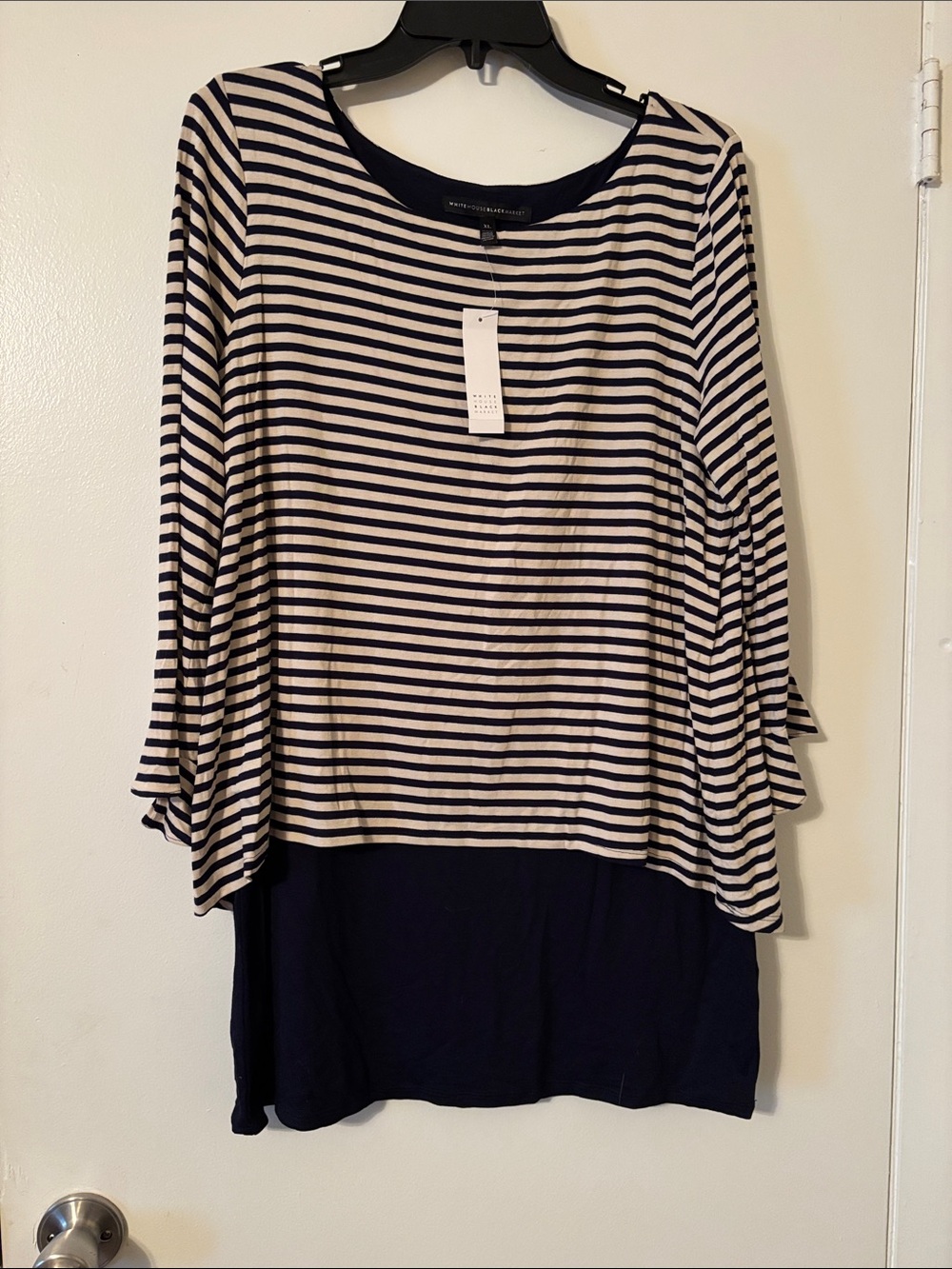 Striped Navy & White Layered Women's Tunic Top